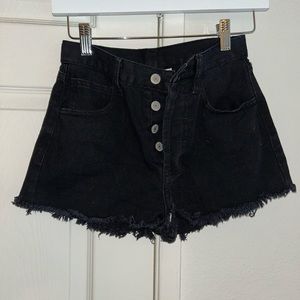 Black denim shorts